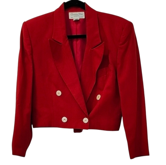 Dior Jackets & Blazers - VTG Christian Dior red cropped blazer  Red Double-Breasted Blazer Size 6